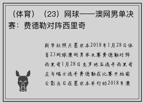 （体育）（23）网球——澳网男单决赛：费德勒对阵西里奇